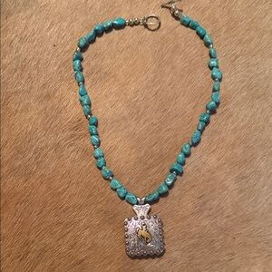 Turquoise Beaded Pendant Necklace - Women Jewelry